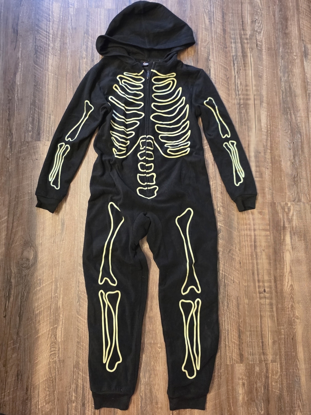 Hyde & EEK! Boutique Kids Skeleton Hooded Fleece Jumpsuit Union Suit Small - Picture 1 of 3